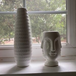 Two white vases